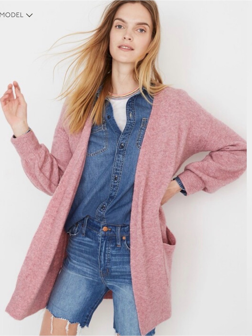 Madewell Edgewater Bubble-Sleeve Cardigan Sweater